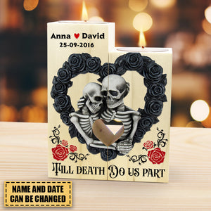Till Dead Do Us Part Personalized Wood Candle Holder , Couple Gift