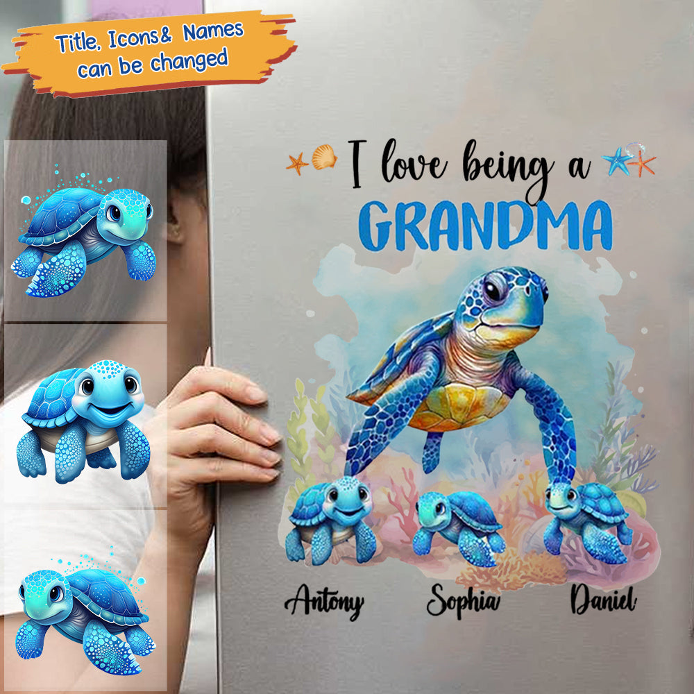Gift For Grandma I Love Being A Grandma Sea Turtle Ocean Personalized Car Decal/Sticker