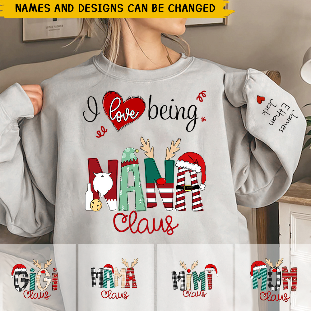 Personalized Christmas-I Love Being Called Grandma/Mom Sweatshirt