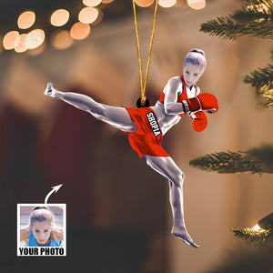 Custom Personalized Kick girl/woman Funny Christmas Ornament-upload photos