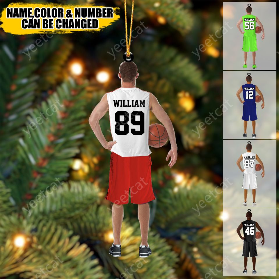 Custom Personalized Basketball Player Holding Basketball Acrylic Ornament, Gift For Basketball Players