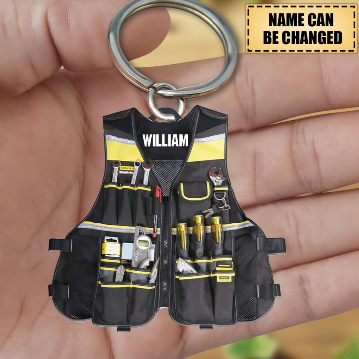 Personalized Electrician Tool Vest Acrylic Keychain - yeetcat