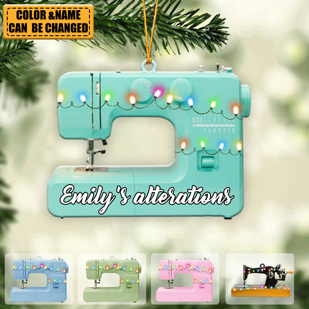 Sewing Machine With Christmas Light - Personalized Christmas Ornament