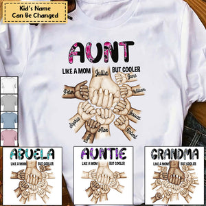 Personalized Grandma Mom Aunt Nana Like A Mom But Cooler Kid Name Hand Tshirt