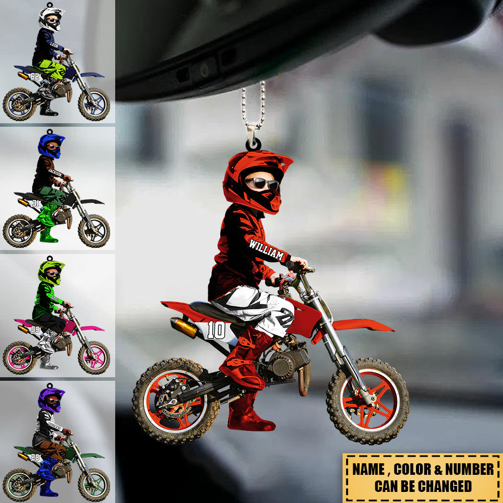 Personalized Motocross Kid/Boy/Girl Racer Acrylic Car / Christmas Ornament