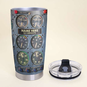 New Release - Flight Instruments Panel Tumbler Cup, Custom Name Pilot Tumbler Cup, Personalized Gift For Pilot