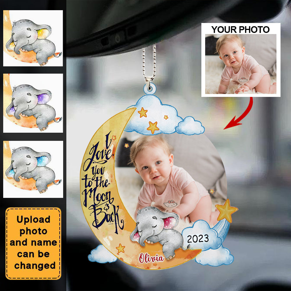 PERSONALIZED FIRST MOTHER'S DAY ELEPHANT PHOTO ACRYLIC Car Hanging Ornament