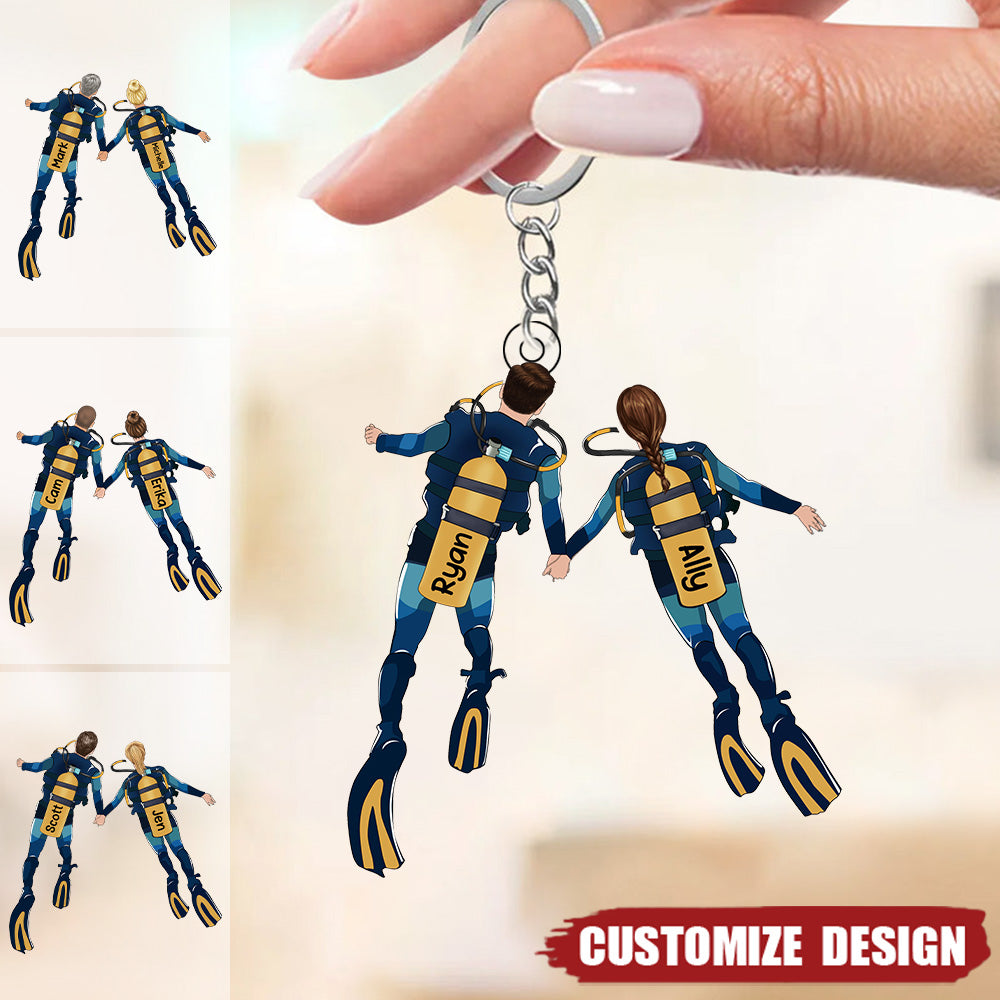 Personalized Scuba Diving Partners / Couples Acrylic Keychain