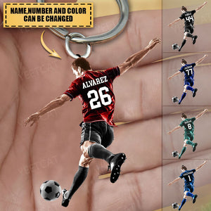 Personalized Male Soccer Player Acrylic Keychain-Gift for Soocer Ball Lovers