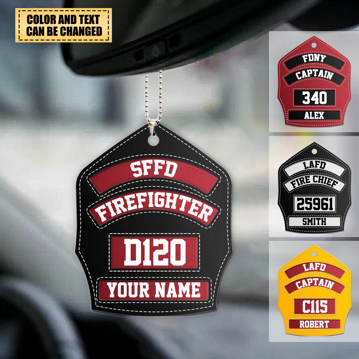Firefighter's Helmet Front Shield Personalized Car Hanging Ornament