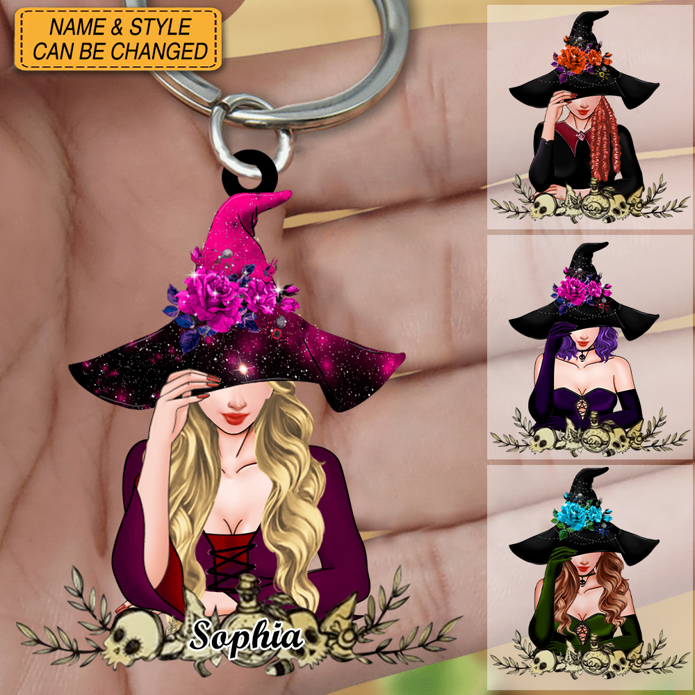 Custom Personalized Witchy Acrylic Keychain - Gift Idea For Halloween/ Wicca Decor/Pagan Decor