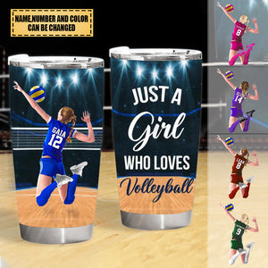PERSONALIZED JUST A GIRL WHO LOVES VOLLEYBALL TUMBLER-Great Gift Idea For Volleyball Lovers