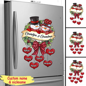 Snowman Grandpa Grandma With Heart Kids Christmas Personalized Decal