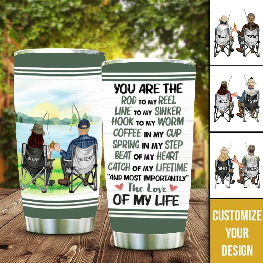 Custom Personalized Fishing Couple Tumbler - Gift Idea For Couple/Fishing Lovers - You Are The Rod To My Reel