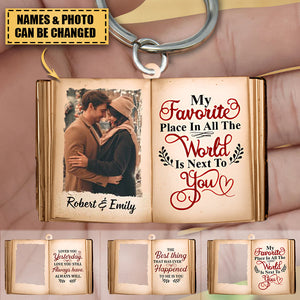 COUPLE MY FAVORITE PLACE IS NEXT TO YOU, PERSONALIZED ACRYLIC Keychain, UPLOAD COUPLE'S IMAGE