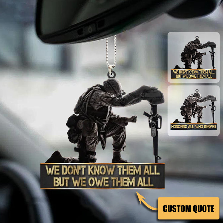 Personalized Veteran Kneeling Flat Acrylic Car Ornament