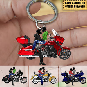 Personalized Riding Couple Acrylic Keychain - Gifts for Motorcycle lovers