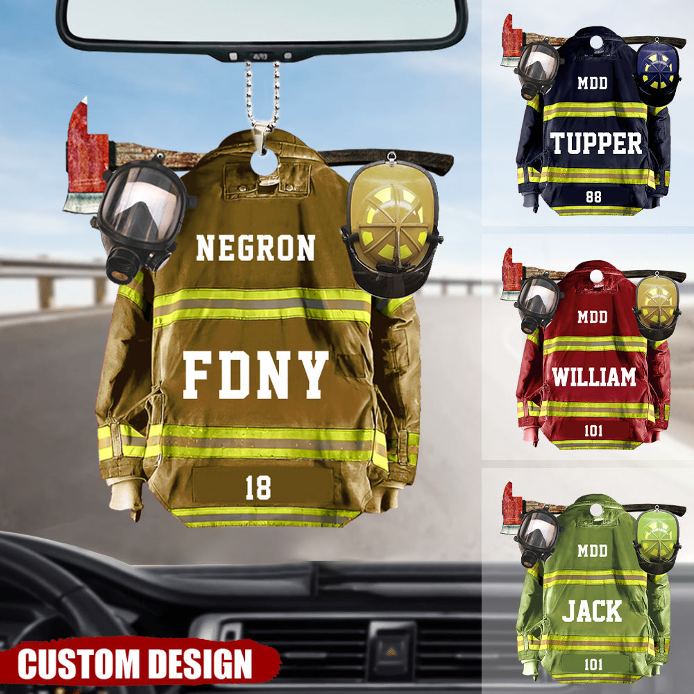 Custom Color & Name Firefighter Car/Christmas Acrylic Ornament