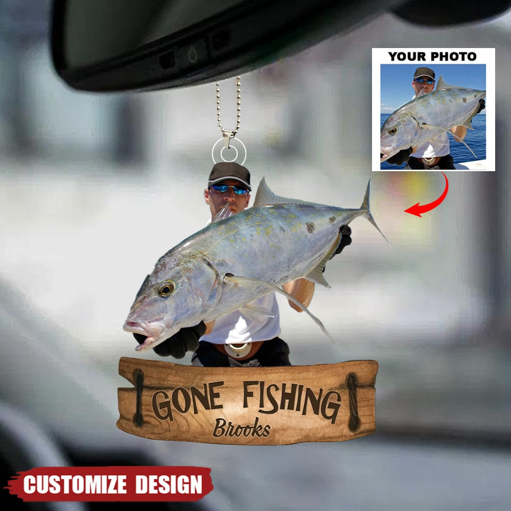 Gone Fishing - Personalized Photo Mica Ornament - Christmas Gift