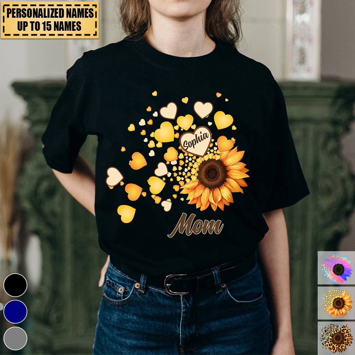 Grandma/Mom Kids Sunflower - Gift For Mother, Grandmother - Personalized T-Shirt