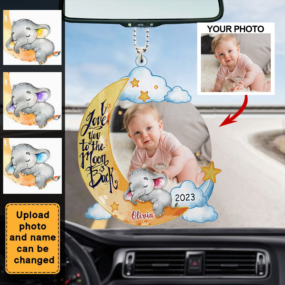 PERSONALIZED FIRST MOTHER'S DAY ELEPHANT PHOTO ACRYLIC Car Hanging Ornament