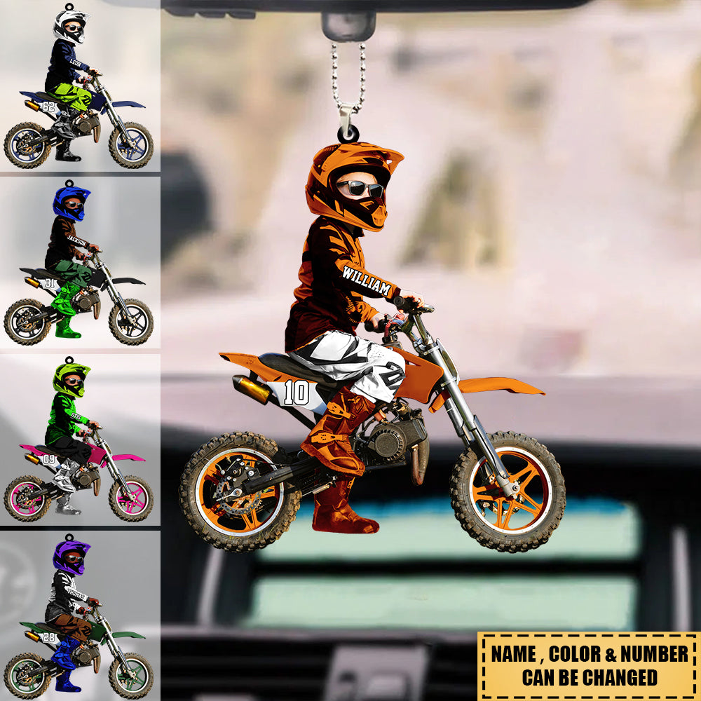 Personalized Motocross Kid/Boy/Girl Racer Acrylic Car / Christmas Ornament