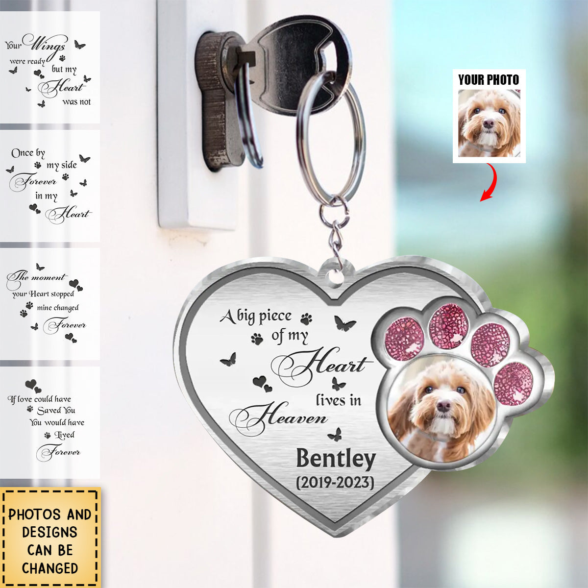 Personalized Acrylic Keychain-Memorial Gift Idea For Pet Lover - A Big Piece Of My Heart Lives In Heaven