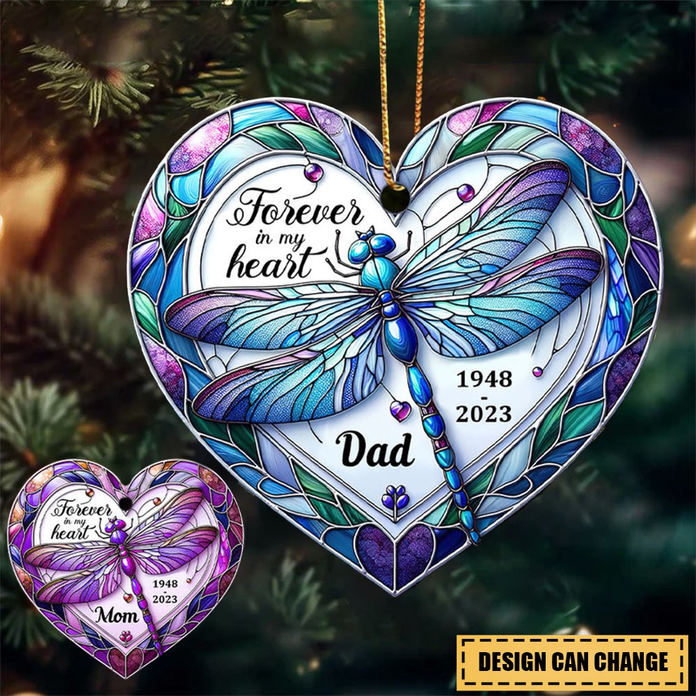 Forever In My Heart Memorial Dragonfly Personalized Acrylic Ornament