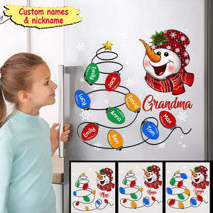Christmas Snowman Grandma/Mom Colorful Light Kids Personalized Sticker Decal
