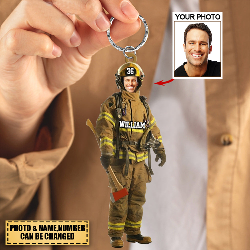 Personalized Acrylic Flat Keychain - Gift For Firefighter