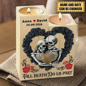Till Dead Do Us Part Personalized Wood Candle Holder , Couple Gift
