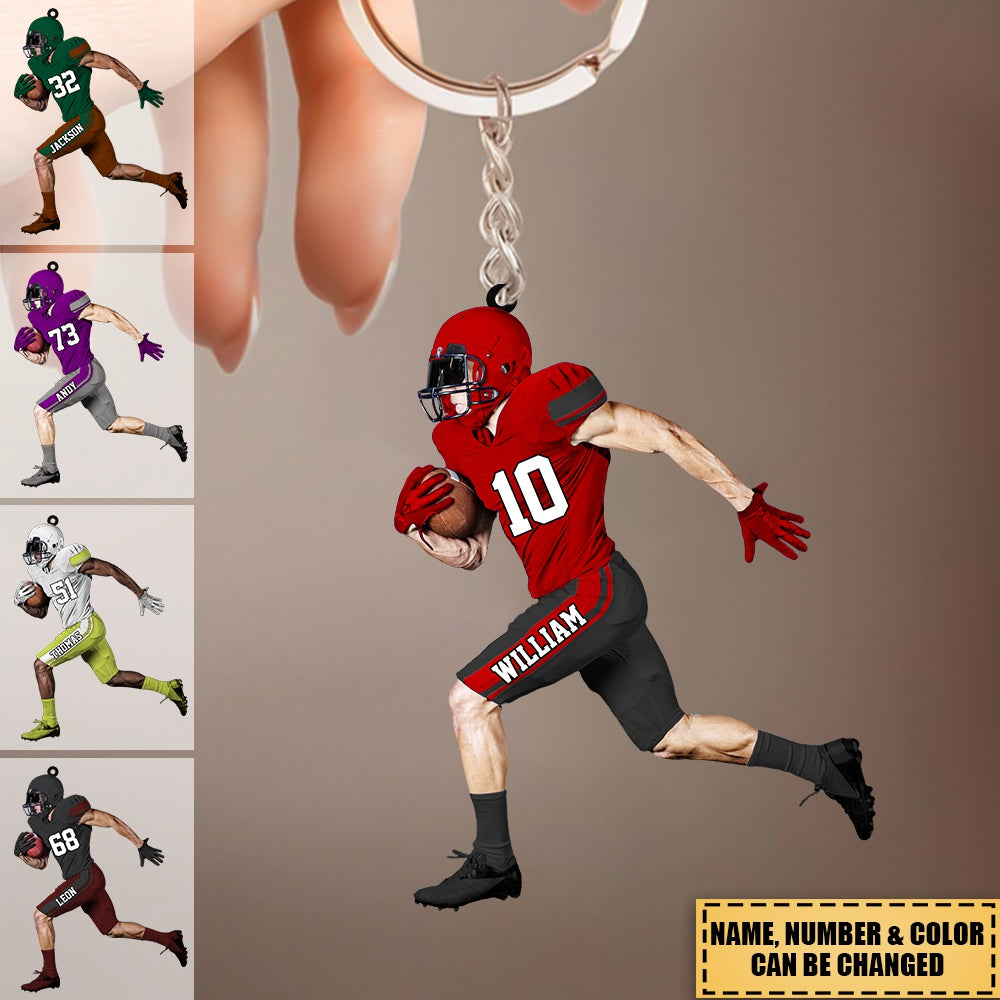 Personalized American Football Player Keychain - Gift For Football Player Football Lovers