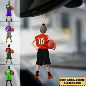 Personalized customized kids play basketball Acrylic Ornament-gift for basketball lovers