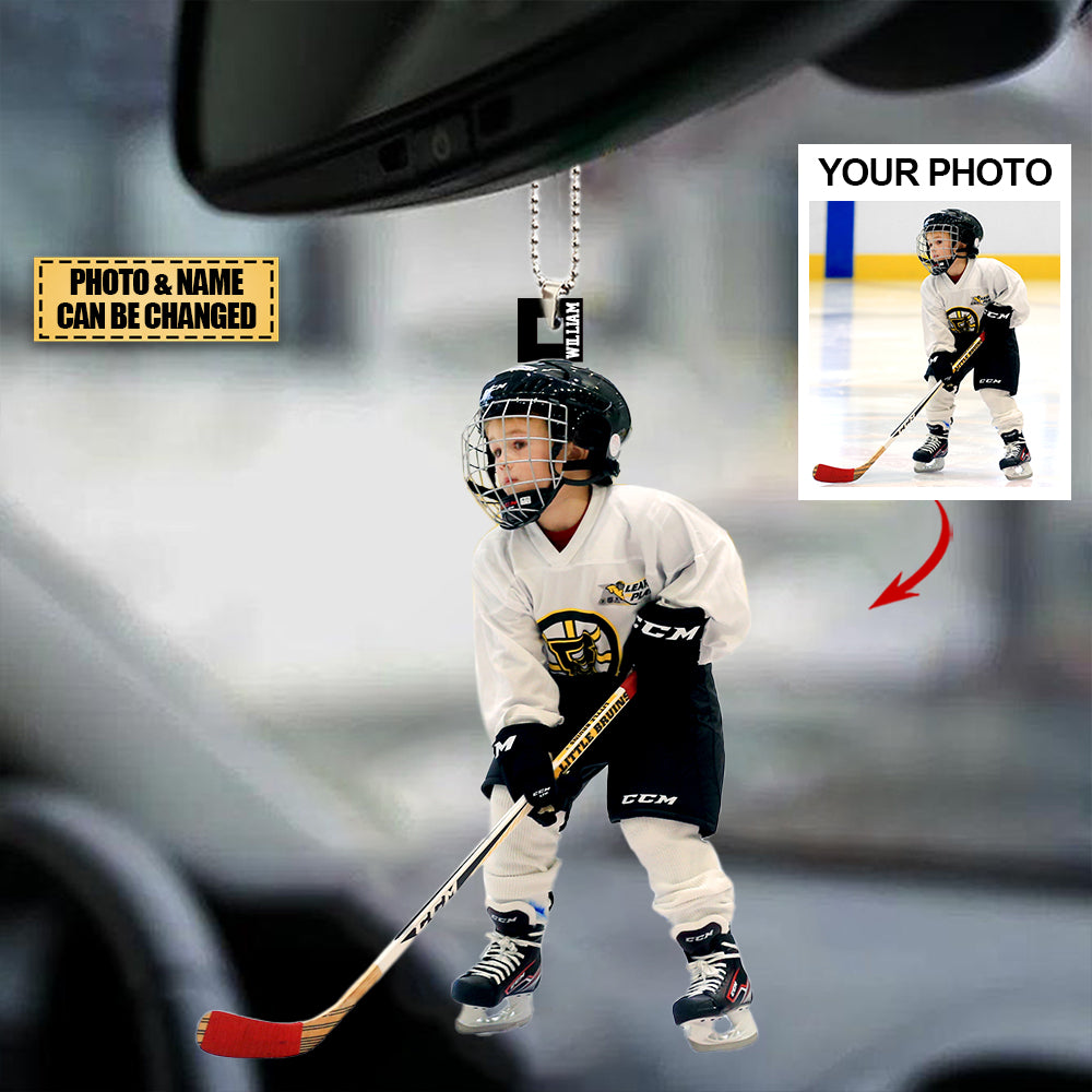 Personalized Acrylic Car Hanging Ornament - Gift For Hockey Lovers- Custom Your Photo