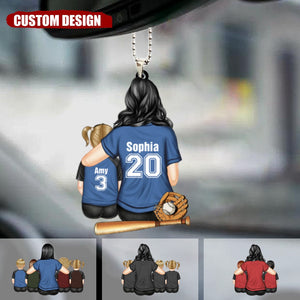 Baseball Mom Behind Every Baseball Player - Gift For Mom - Personalized Acrylic Car Ornament