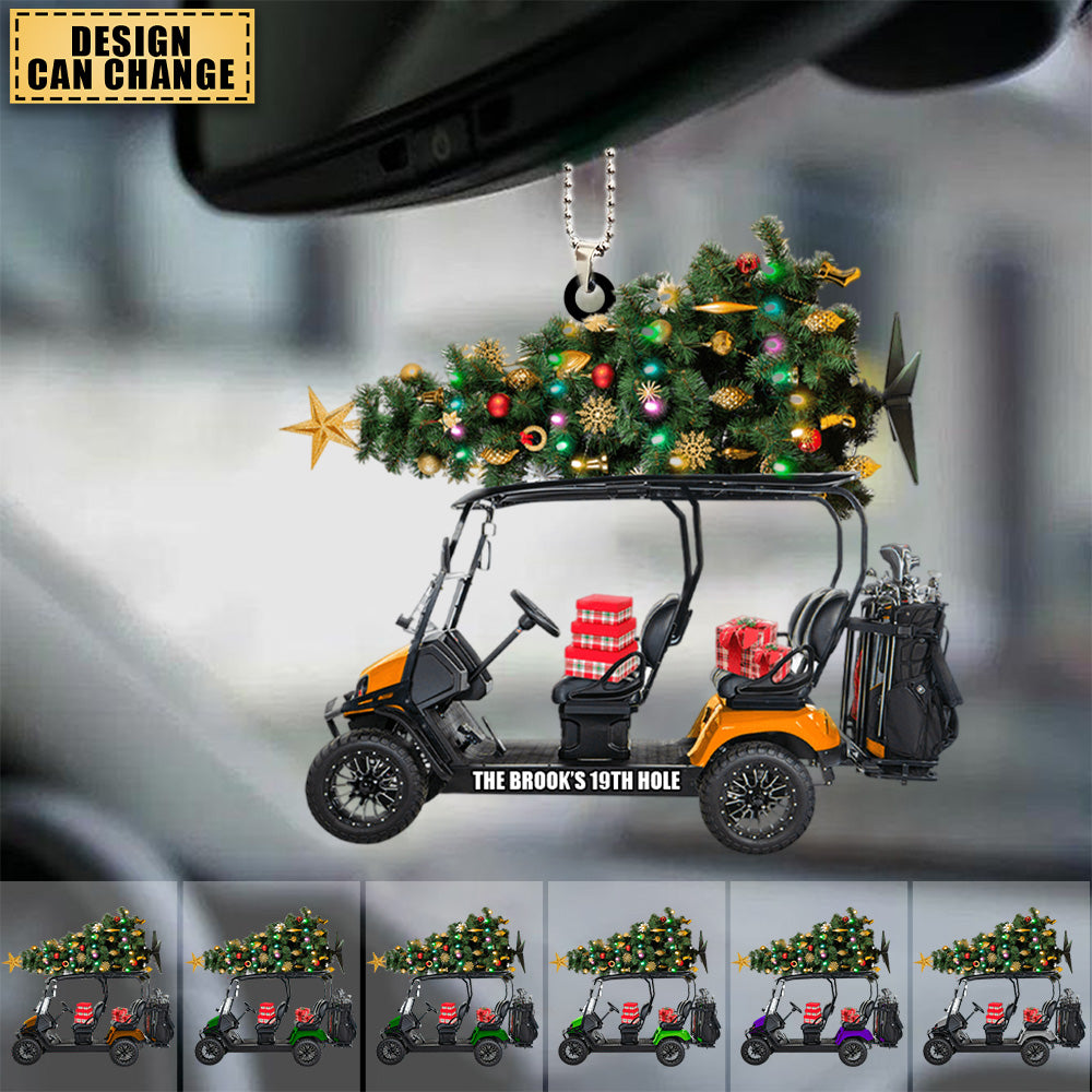 Golf Cart Family, Personalized Acrylic Car / Christmas Ornament