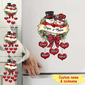 Snowman Grandpa Grandma With Heart Kids Christmas Personalized Decal