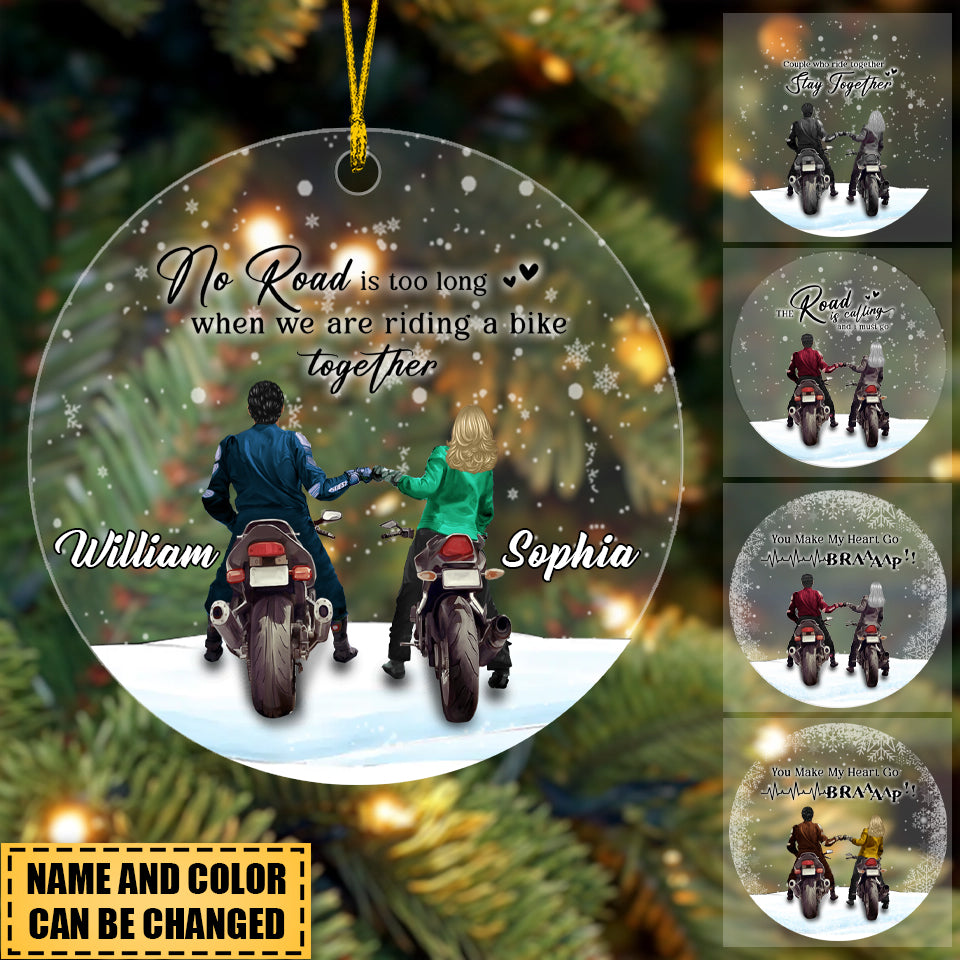 Custom Personalized Motorcycle Couple Acrylic Ornament - Gift Idea For Couple/ Motorbike Lovers - Riding Partners For Life