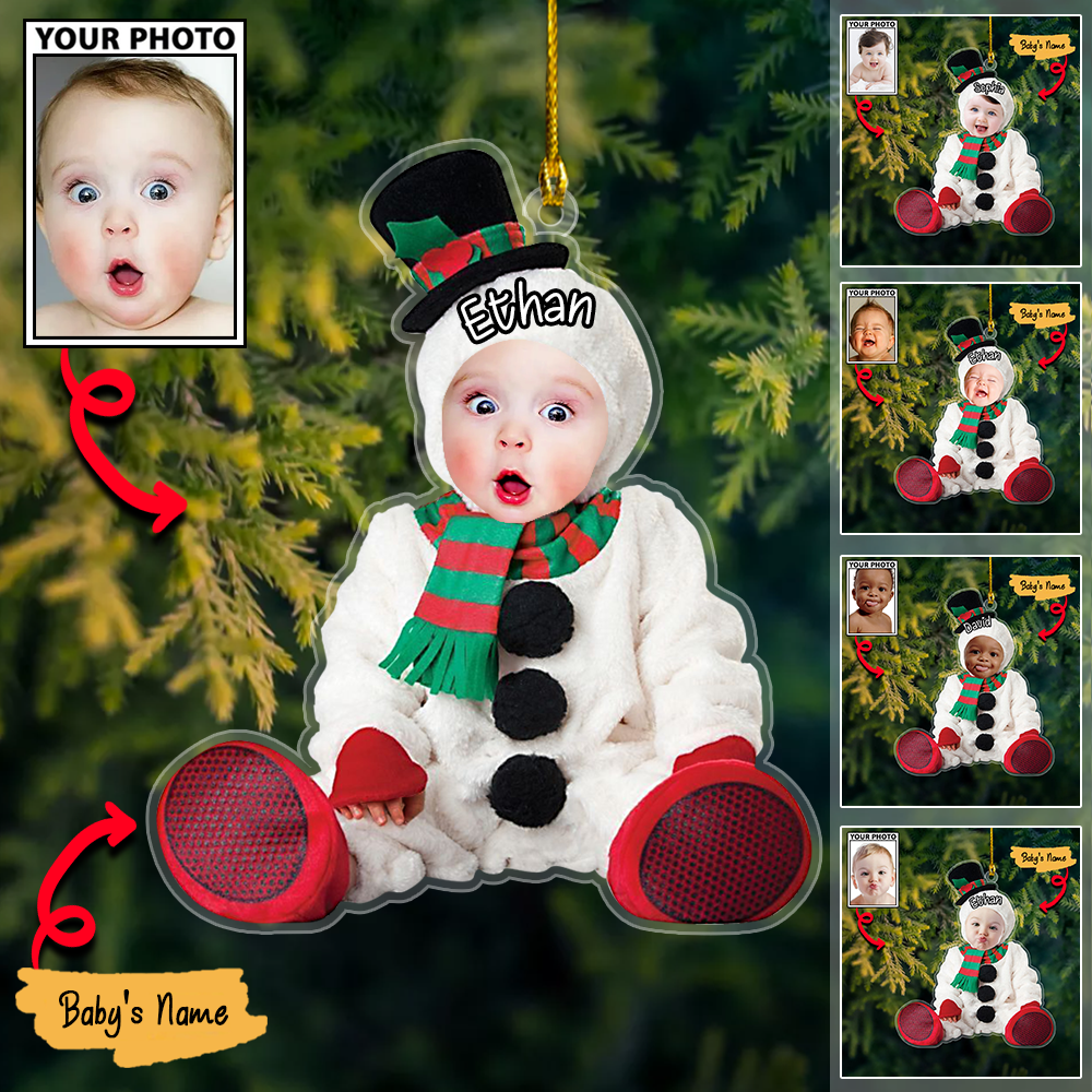 Custom Baby Cute Photo With Name for Christmas Ornament
