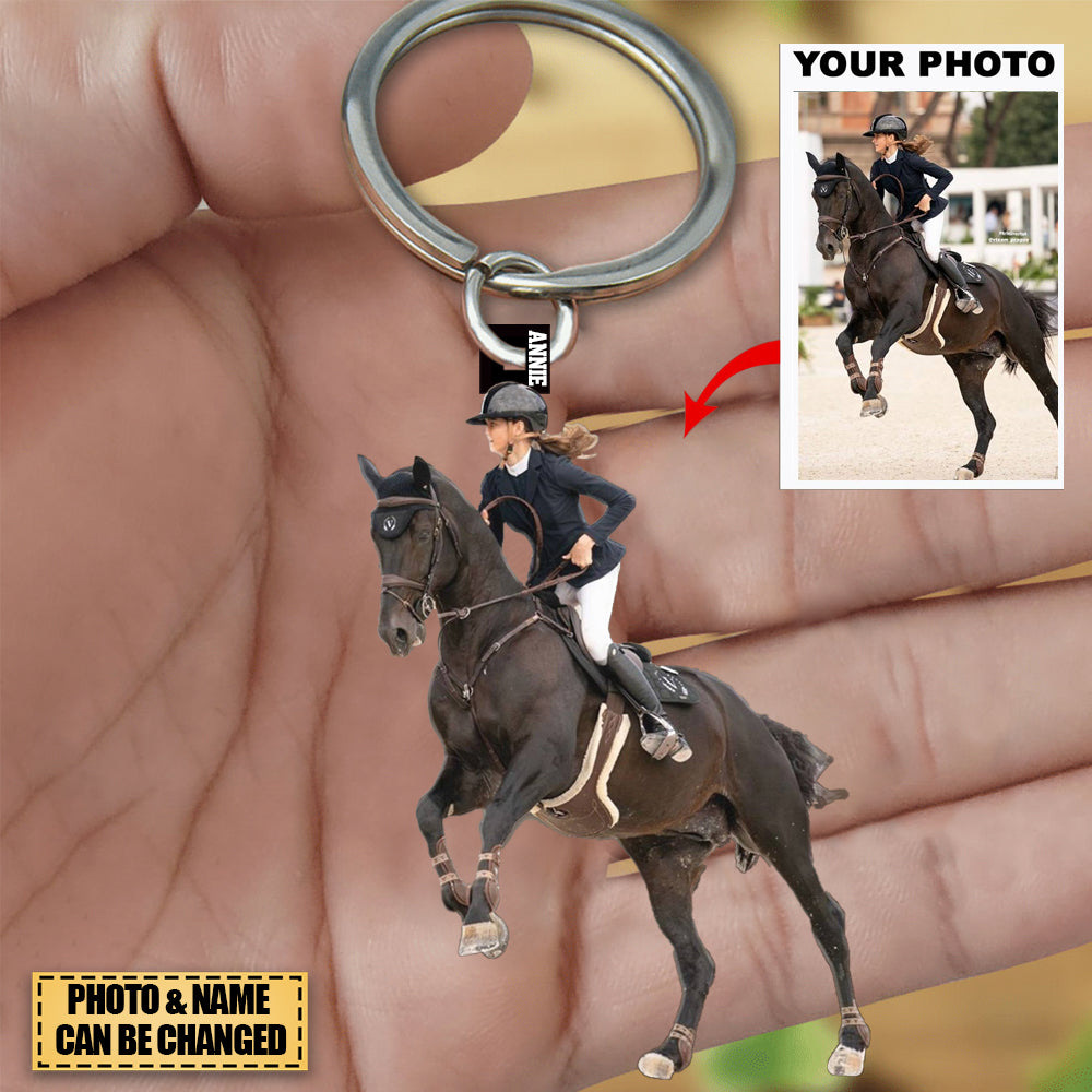 Personalized Keychain - Gift For Horse Lover, Horse Mom, Horse Dad - Custom Your Photo Acrylic Keychain