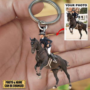 Personalized Keychain - Gift For Horse Lover, Horse Mom, Horse Dad - Custom Your Photo Acrylic Keychain