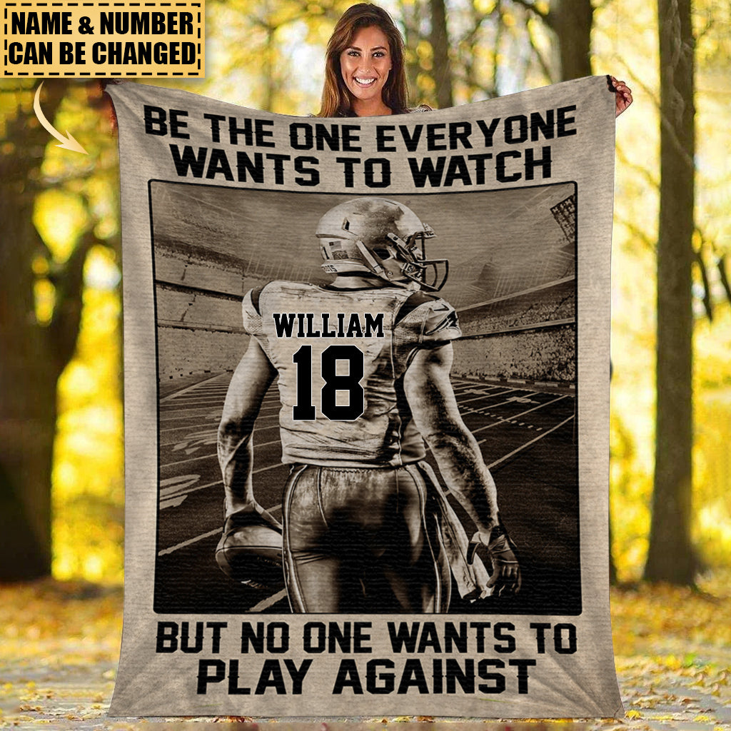 Personalized American Football Player  Fleece Blanket - Be The One Everyone Wants To Watch