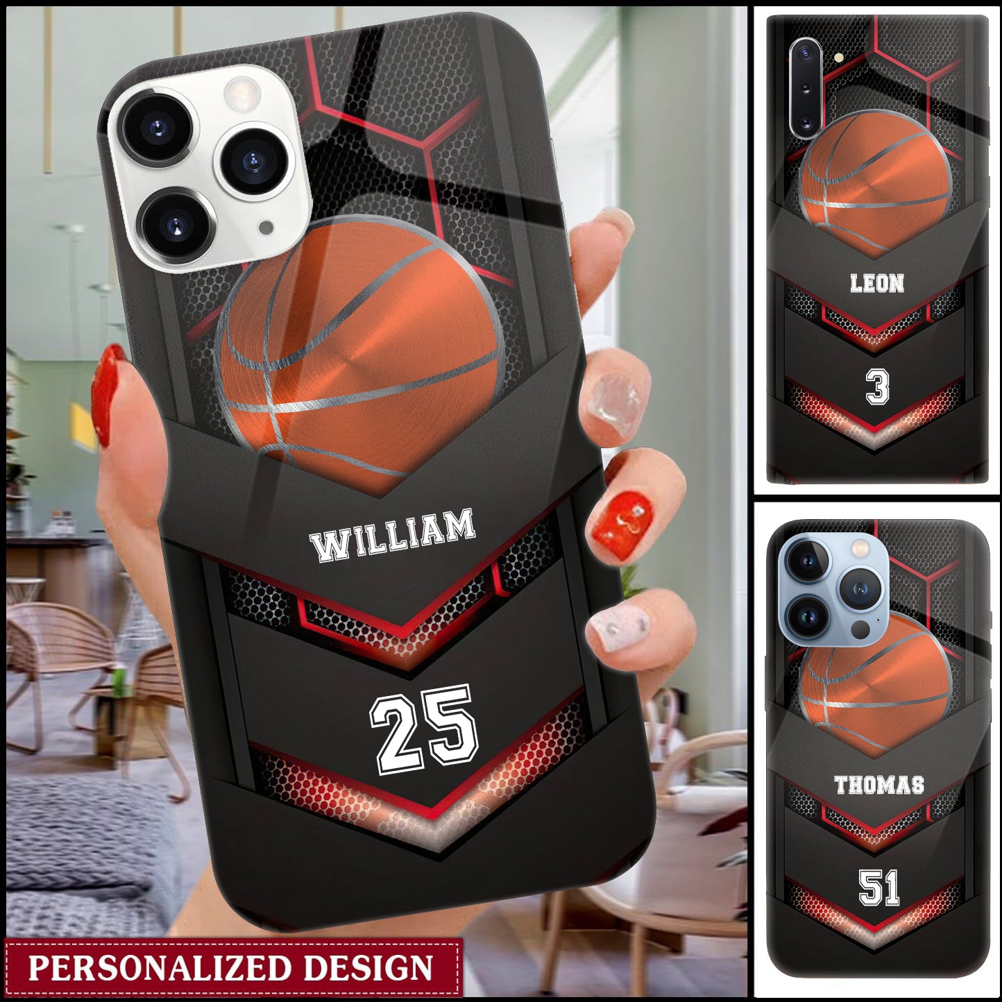 Gift For Basketball Lover Basketball And The Player Personalized Glass Phone Case