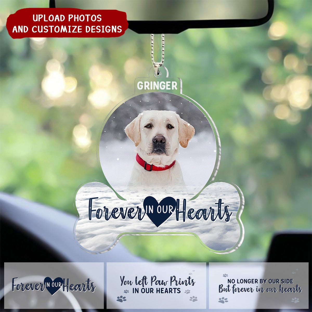 Forever In My Heart - Personalized Custom Shaped Acrylic Car Ornament