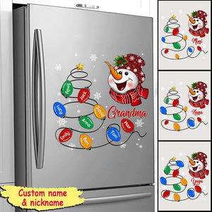 Christmas Snowman Grandma/Mom Colorful Light Kids Personalized Sticker Decal