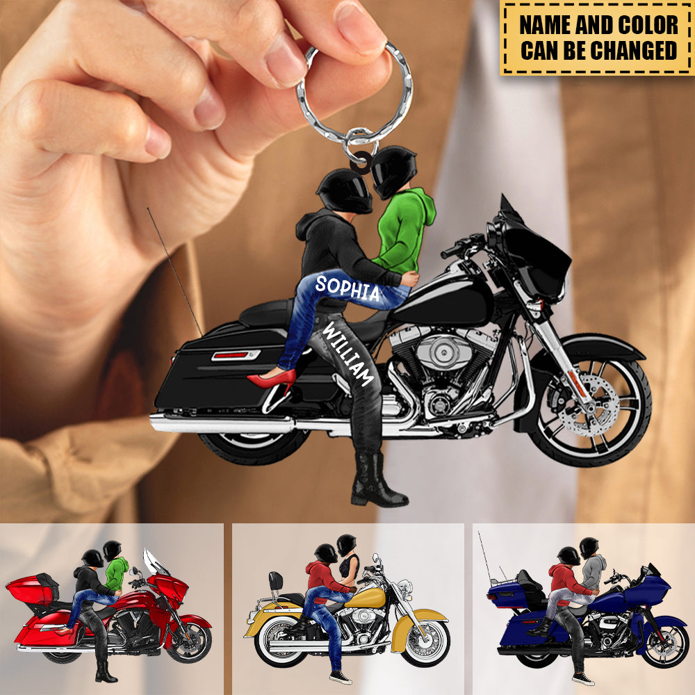 Personalized Riding Couple Acrylic Keychain - Gifts for Motorcycle lovers