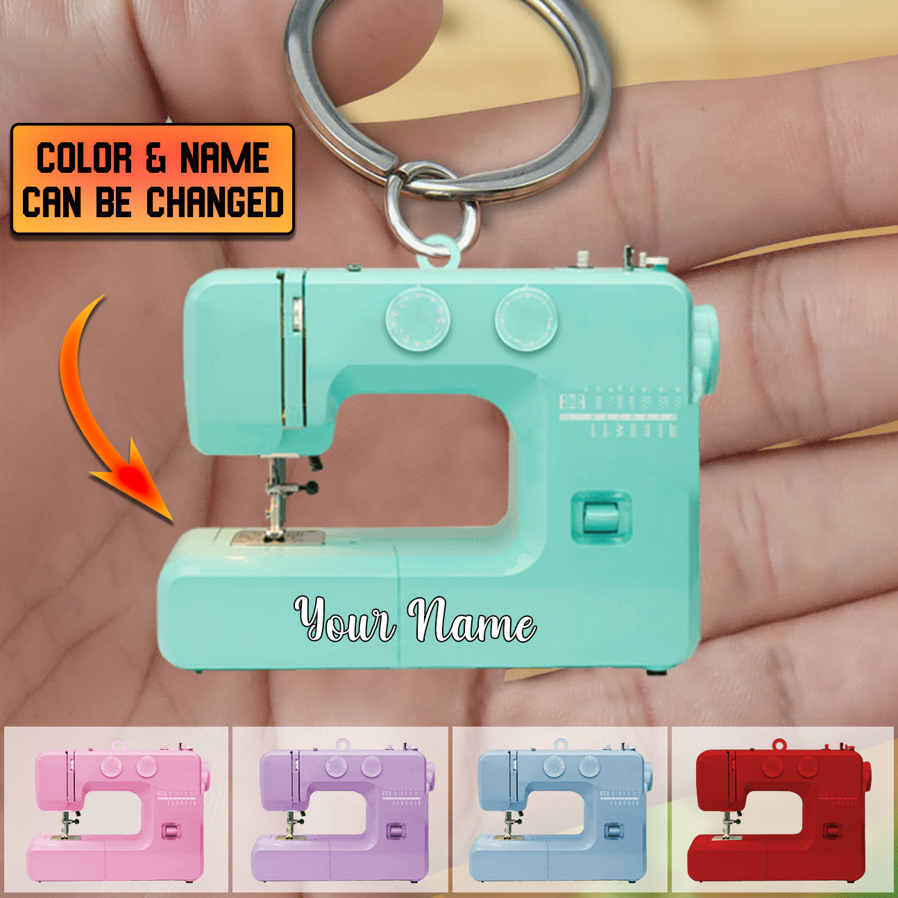 Sewing  Machine Personalized Acrylic Keychain - Gift for Sewing Lovers