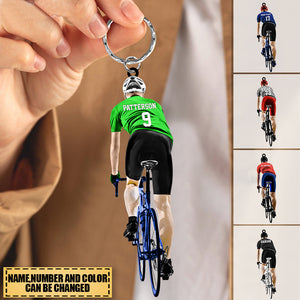 Personalized Male Cyclist / Bicyclist/mountain Bike Riding Acrylic Keychain-gift For Cyclists/bike Riding Lovers