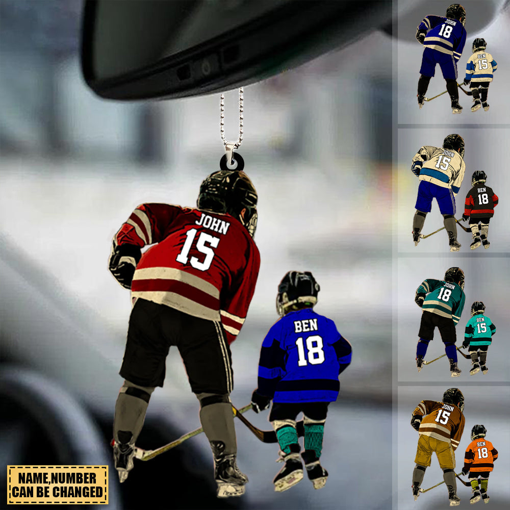 Personalized Hockey Players Gift For Son/Grandson Acrylic Car Hanging Ornament