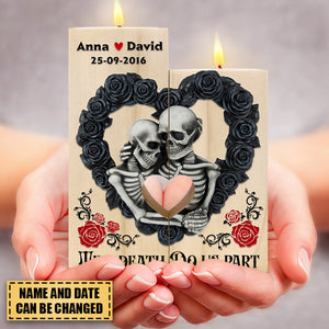 Till Dead Do Us Part Personalized Wood Candle Holder , Couple Gift